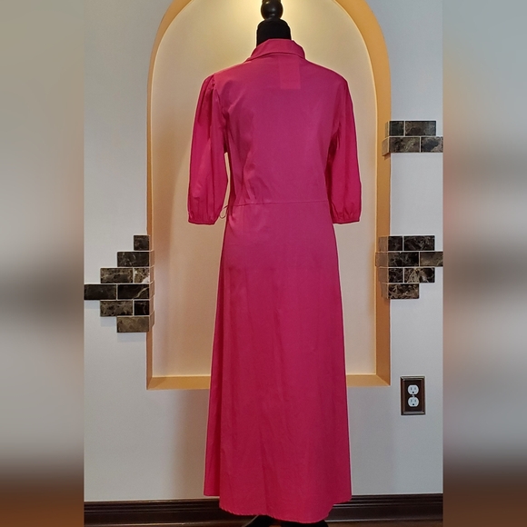 NWT Fuchsia Pink Midi Italian Dress ( Size L) - Picture 5 of 11